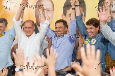 Alckmin, Acio Neves e Duarte Nogueira em campanha poltica
