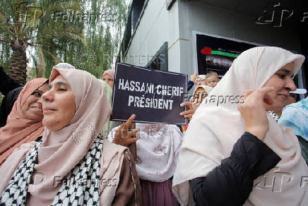 Supporters of Abdel-Ali Hassani Cherif attend his campaign rally, in Tizi-Ouzou