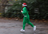 Santa run at Battersea Park in London