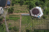 Vista de drone da Eco-Fazenda Escola Pat An, em Breves (PA)