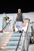 India's Prime Minister Narendra Modi arrives to Guyana to participate in the 2nd CARICOM-India Summit, in Georgetown