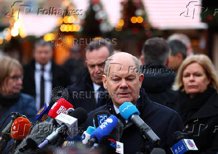 German Chancellor Scholz visits the site of Christmas market attack, in Magdeburg