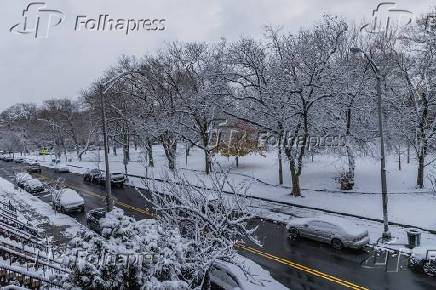 Neve  avista acumulada em Jersey City nos Estados Unidos