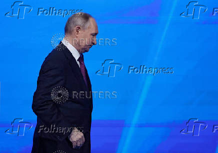 Russian President Putin attends the Congress of the Russian Union of Industrialists and Entrepreneurs in Moscow
