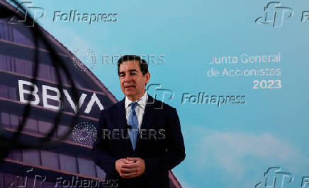 FILE PHOTO: BBVA president Carlos Torres Vila addresses a news conference ahead of the Annual General Meeting of Shareholders in Bilbao