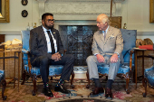 King Charles III during an audience with President of Guyana Mohamed Irfaan Ali at Dumfries House in Cumnock