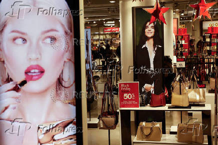 Black Friday sale signs are shown at Macy?s department store