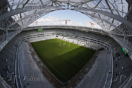 A general view shows Kaliningrad Stadium, the arena under construction which will host matches of the 2018 FIFA World Cup in Kaliningrad