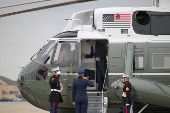 U.S. President Joe Biden arrives to board Air Force One at Joint Base Andrews in Maryland