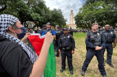University Of Texas Police face off against pro-Palestinian protesters at the University of Texas