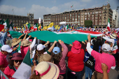 Rally in support of democracy at Zocalo Square, in Mexico City