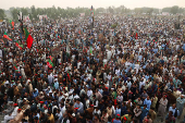 Supporters of jailed former Pakistani Prime Minister Imran Khan attend a rally in Swabi