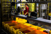 Amazon fulfillment center buzzes on Cyber Monday