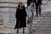 Guests arrive at Schiaparelli Haute Couture Spring/Summer 2025 show in Paris