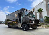 FILE PHOTO: United Parcel Service's (UPS) newly launched electric delivery truck is seen in Compton