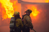 Palisades Fire burns during a windstorm on the west side of Los Angeles