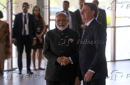 Bolsonaro recebe o primeiro-ministro Marendra Modi, da ndia, para reunio da cpula do Brics