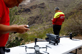 Members of the Emergency and Rescue Group, GES, of the Government of the Canary Islands carry out a search operation with drones for the young British man Jay Slater in the Los Carrizales ravine