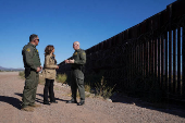 Democratic presidential nominee and U.S. VP Kamala Harris visits US-Mexico border