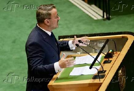 O vice-primeiro-ministro do Luxemburgo, Xavier Bettel, discursa na AGNU 79 em Nova Iorque.