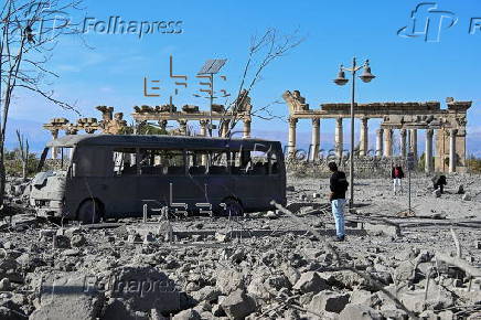 Damage following Israeli airstrikes near ancient ruins of Baalbek, Lebanon