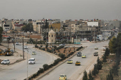 A view shows residential buildings in Qamishli