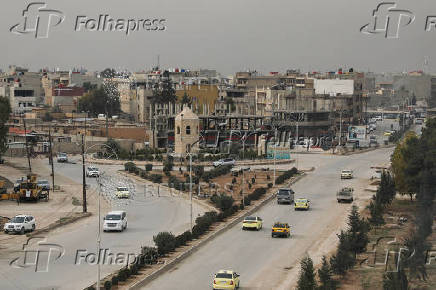 A view shows residential buildings in Qamishli