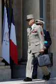 France's Chief of the Defence Staff General Thierry Burkhard arrives at the Elysee Palace in Paris