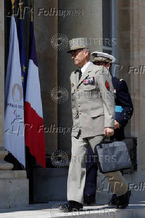France's Chief of the Defence Staff General Thierry Burkhard arrives at the Elysee Palace in Paris