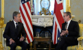 Britain's Prime Minister Keir Starmer and U.S. Secretary of State Antony Blinken meet at Lancaster House in London