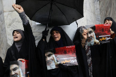 Iranians mourn the death of Lebanon's Hezbollah leader Nasrallah, in Tehran