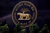 FILE PHOTO: A Reserve Bank of India (RBI) logo is seen inside its headquarters in Mumbai