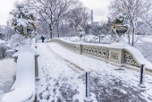 Neve  vista acumulada no Central Park em Nova York