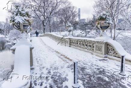 Neve  vista acumulada no Central Park em Nova York