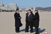 North Korean leader Kim Jong Un visits the newly built Kalma coastal tourist area in Wonsan