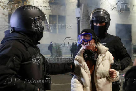 Rally to protest against the Georgian government's decision to suspend talks on joining the EU, in Tbilisi