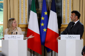 French President Emmanuel Macron and Italy's Prime Minister Giorgia Meloni meet in Paris