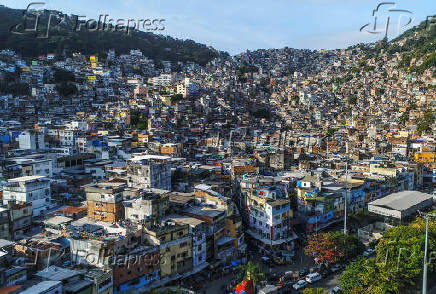 Vista de drone da Favela da Rocinha 