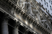 FILE PHOTO: New York Stock Exchange (NYSE) building after the start of Thursday's trading session in New York