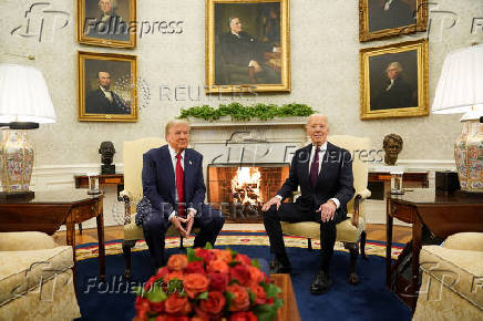 U.S. President Joe Biden meets with President-elect Donald Trump in the Oval Office at the White House in Washington