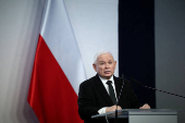 FILE PHOTO: Poland's Law and Justice (PiS) party leader Jaroslaw Kaczynski holds a press conference at the party's headquarters in Warsaw