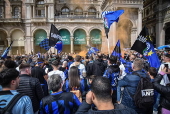 Inter Milan celebrate with fans the Serie A title