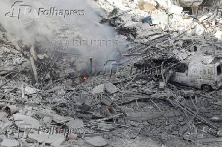 Aftermath of Israeli air strikes on Beirut's southern suburbs