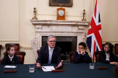 Britain's Prime Minister Keir Starmer talks to CBBC Newsround viewers in London