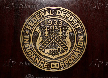 FILE PHOTO: The Federal Deposit Insurance Corp (FDIC) logo is seen at the FDIC headquarters in Washington
