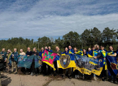 Ukrainian POWs are seen after a swap at an unknown location in Ukraine