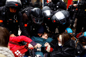 FILE PHOTO: Protest before Vivendi AGM outside the Folies Bergeres in Paris