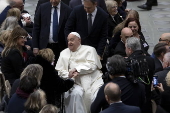 Pope Francis in audience at the Paolo VI hall, Vatican City