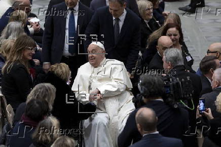 Pope Francis in audience at the Paolo VI hall, Vatican City