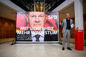 General Secretary Miersch presents the poster election campaign of the SPD for the upcoming 2025 federal election, in Berlin